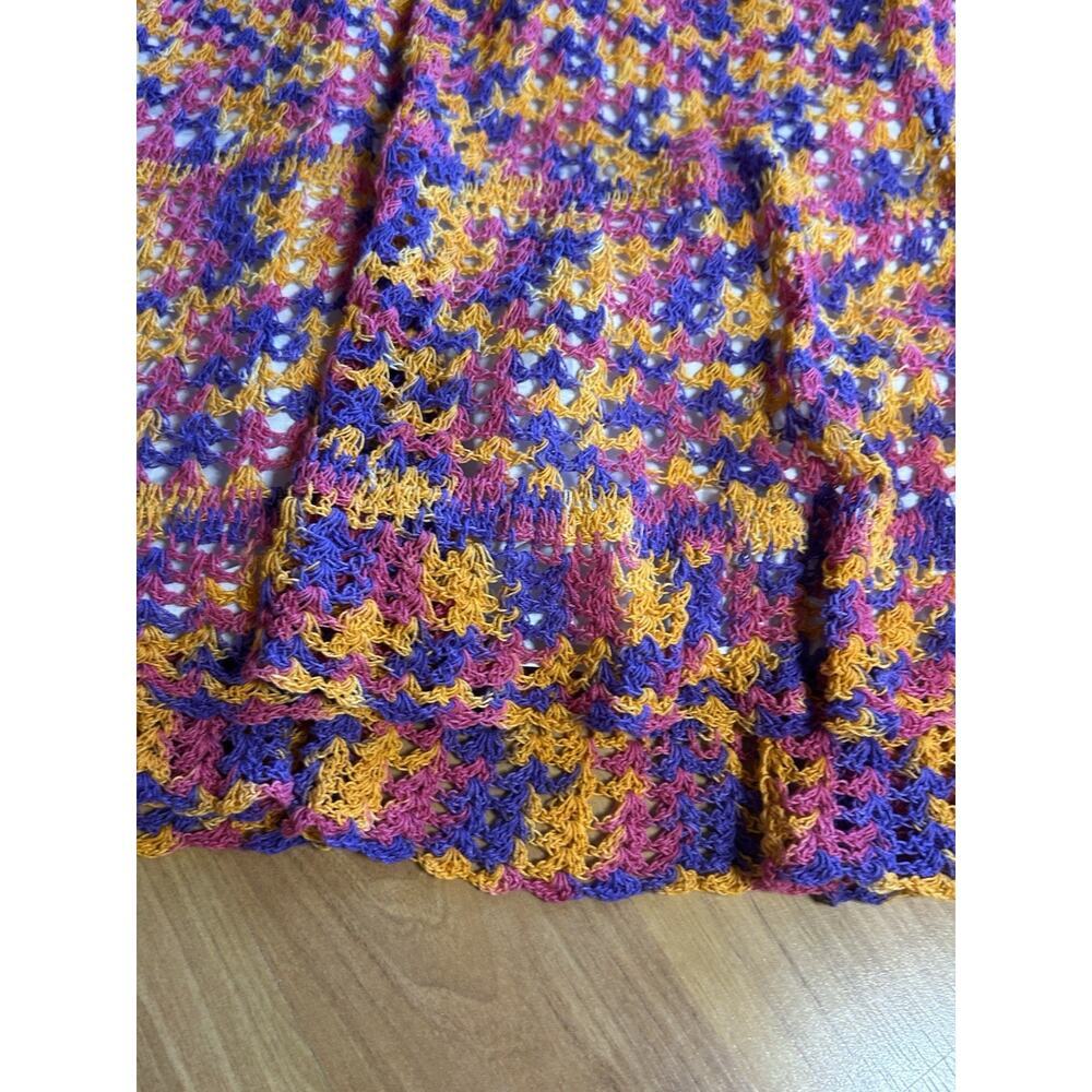 Handmade Crochet Maxi Skirt Boho Festival Knit Sz S/M Sunset Maximalist Granny - Picture 7 of 9